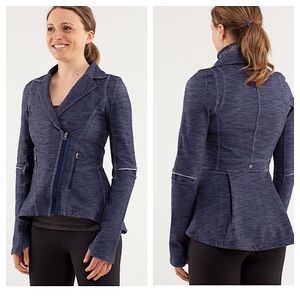 🔥RARE EUC Lululemon Ride On Blazer Deep Indigo Jacket Coat Denim look size 4